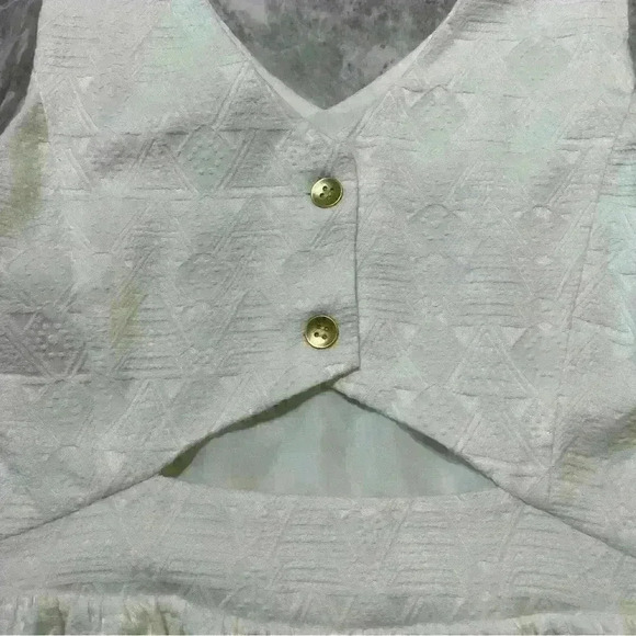 KENSIE TEXTURED FIT AND FLARE DRESS WHITE SMALL BEACH BOHO SUMMER VACATION - Picture 8 of 12